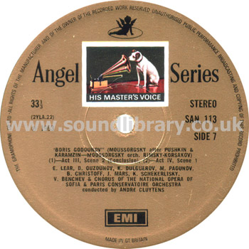 Andre Cluytens Boris Godounov UK Stereo 4LP Box Set HMV Angel Series SAN 110 - 113 Label Image Side 7