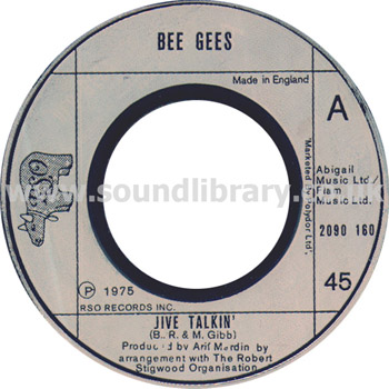 Bee Gees Jive Talkin' UK Issue 7" RSO 2090 160 Label Image Side 1