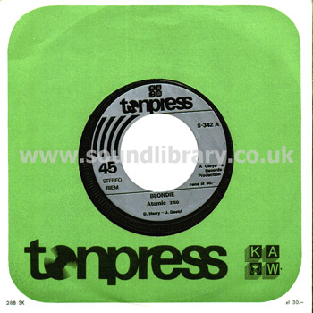 Blondie Atomic Poland Issue Stereo 7" Tonpress S-342 Sleeve & Label Image