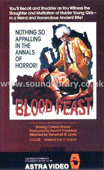 Blood Feast Connie Mason Herschell G. Lewis VHS PAL Video Astra Front Inlay Sleeve