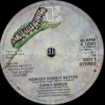 Nobody Does It Better James Bond UK Issue 7" Label Image Side 1