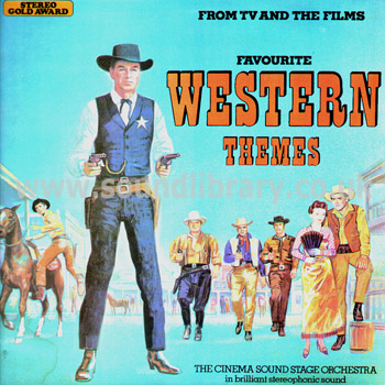 Cinema Sound Stage Orchestra Favourite Western Themes UK LP Stereo Gold Award MER 353 Front Sleeve Image