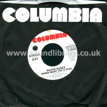David Essex Gonna Make You A Star USA Issue Demonstration Disc 7" Columbia 3-10039 Sleeve & Label Image