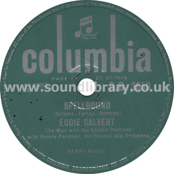 Eddie Calvert Norrie Paramor Spellbound UK Issue 10" 78 rpm Columbia D.B. 3659 Label Image