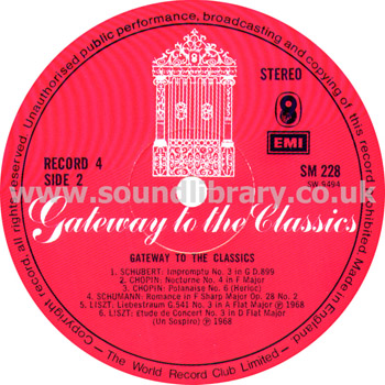 Gateway To The Classics UK 10LP Stereo Box Set EMI World Record Club SM 225 - SM 235 Label Image Side 8