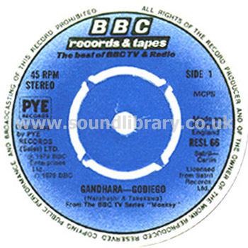 Godiego Gandhara UK Issue Stereo 7" BBC Records And Tapes RESL 66 Label Image