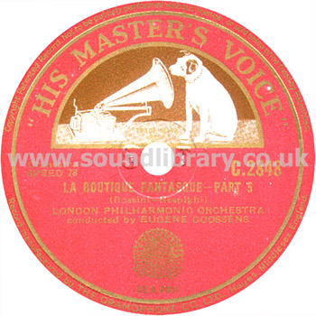 Eugene Goosens La Boutique Fantasque  HMV C.2848 12" 78 RPM Label Image Side 1