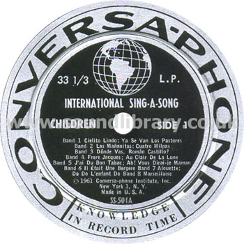 International Sing-A-Song USA Issue LP Conversa Phone Institute SS501 Label Image