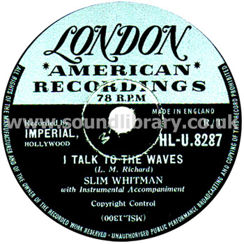 Slim Whitman Serenade UK Issue 10" 78rpm London American Recordings HL-U.8287 Label Image