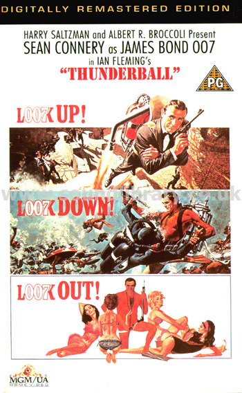 Thunderball Sean Connery Remastered VHS Video MGM/UA Home Video PES 99208 Front Inlay Sleeve